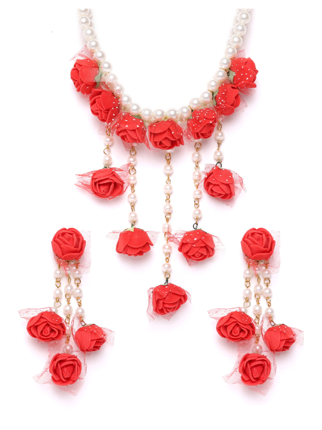 YouBella Stylish Latest Traditional Jewellery  Set for Women (Red)(YBNK_5543)