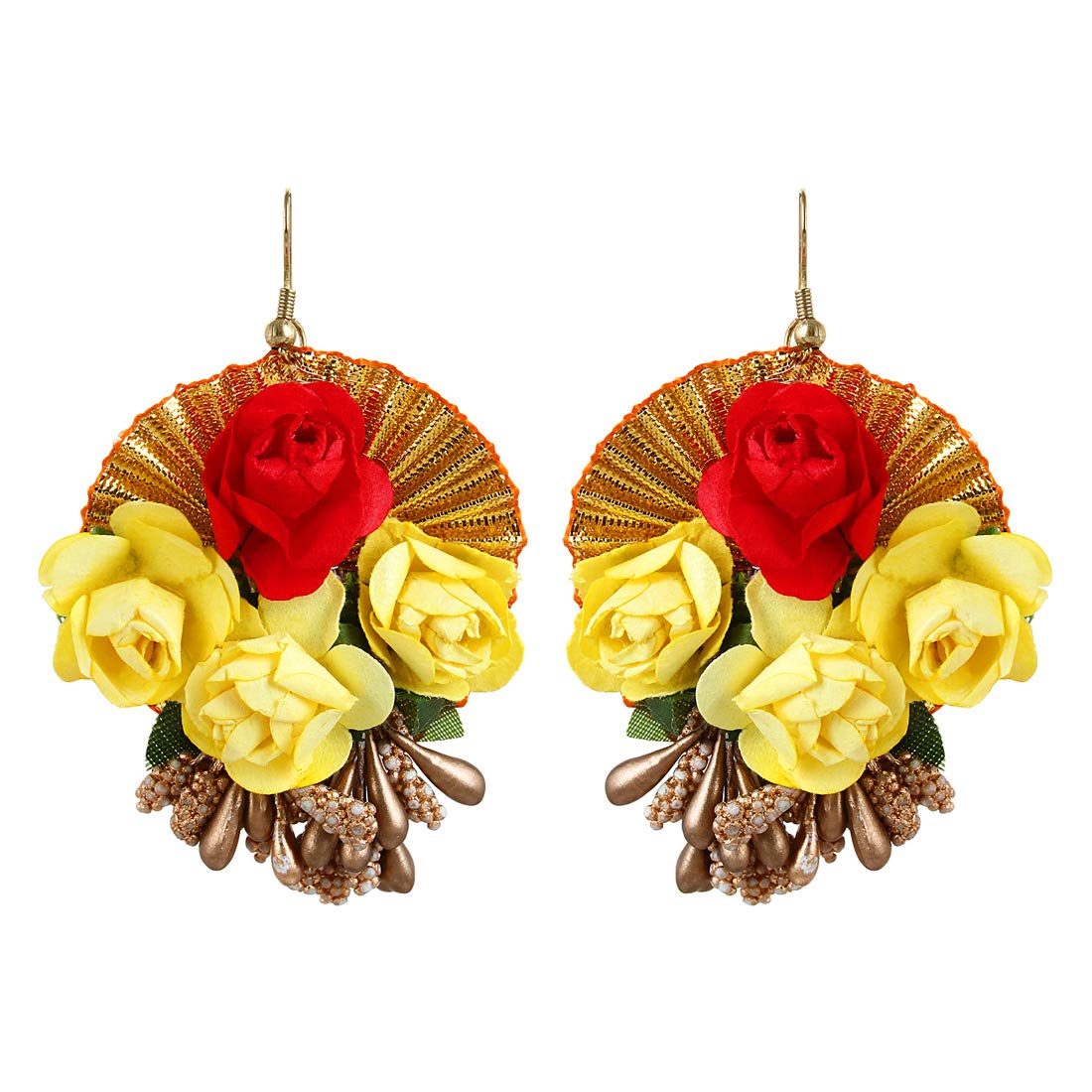 YouBella Jewellery Set for Women Floret Gota Patti Necklace, Earrings & Maang Tika for Women & Girls (Mehandi/Haldi)