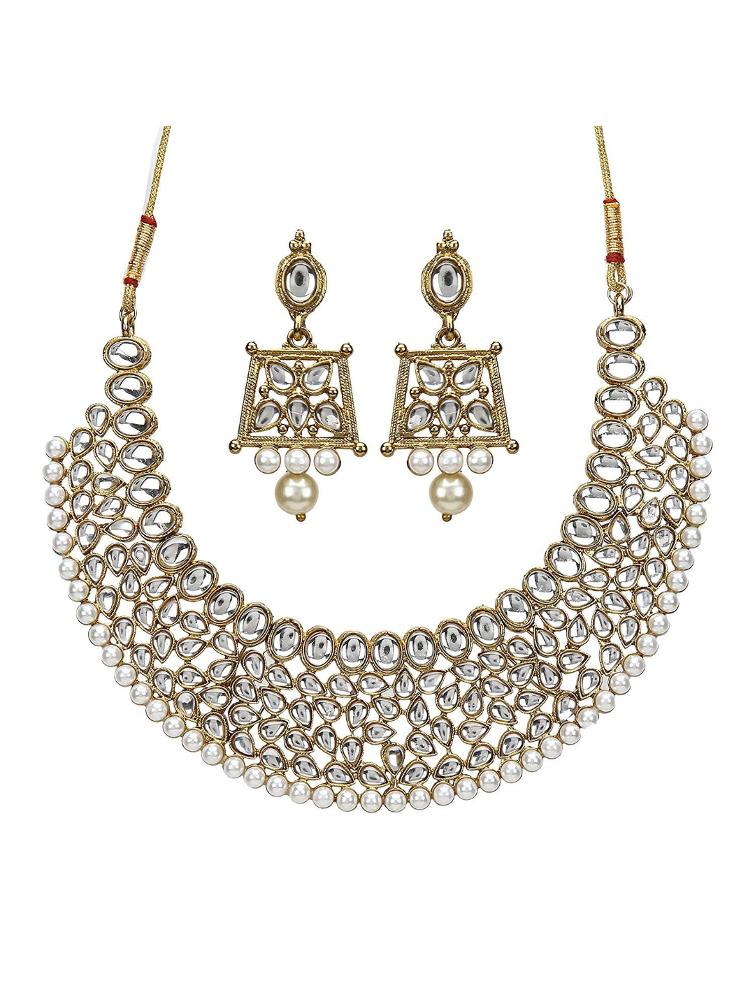 YouBella Stylish Traditional Party Wear Jewellery Gold Plated Jewellery Set for Women (Golden) (YBNK_5562)