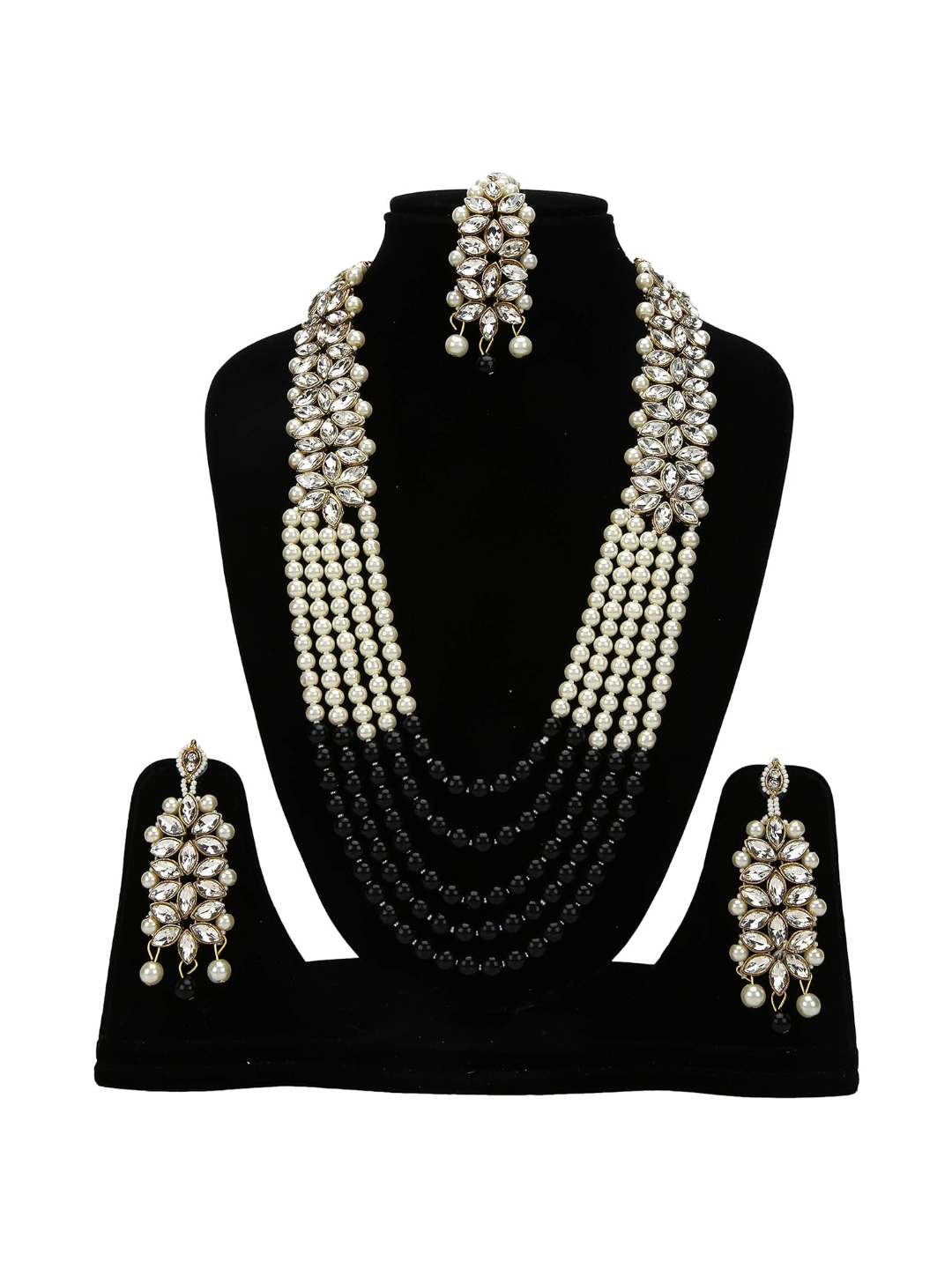 YouBella Jewellery Sets for Women Gold Plated Wedding Bridal Necklace Jewellery Set with Earrings for Girls/Women (Black)