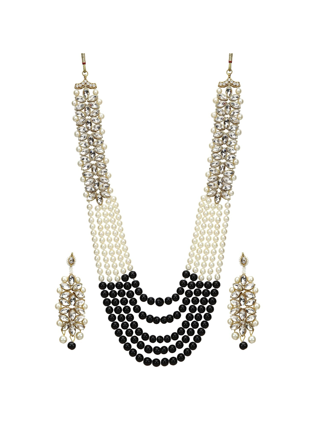 YouBella Jewellery Sets for Women Gold Plated Wedding Bridal Necklace Jewellery Set with Earrings for Girls/Women (Black)