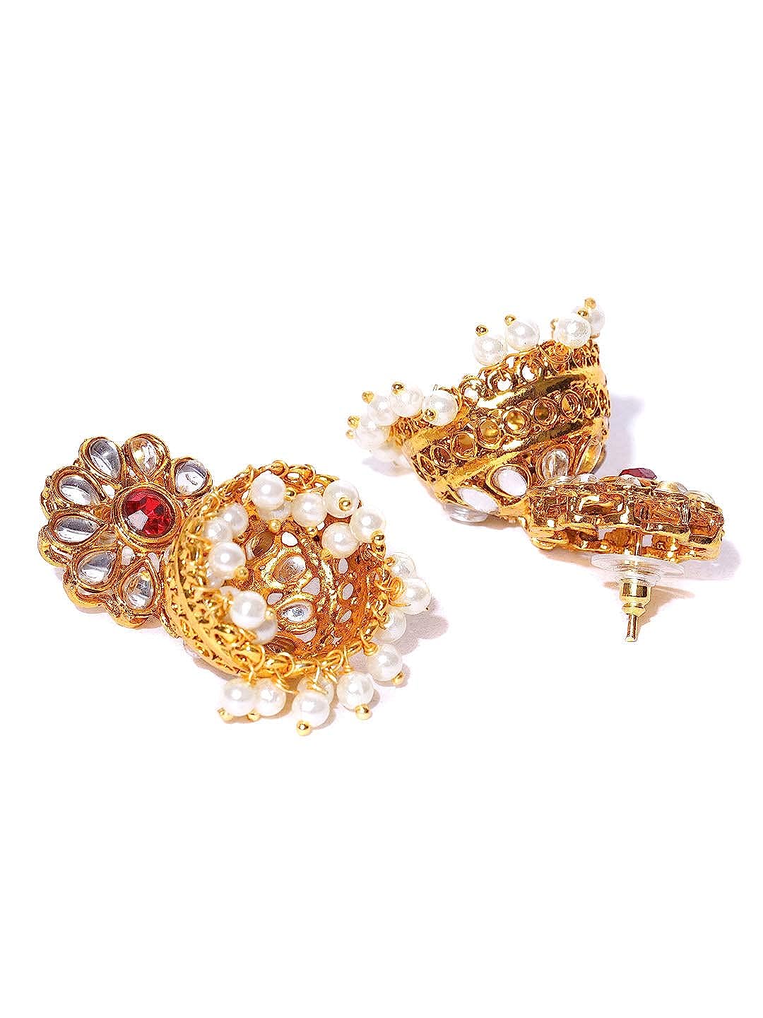 YouBella Latest Traditional Stylish Jewellery Gold Plated Jewellery Set for Women (Red) (YBNK_5602)
