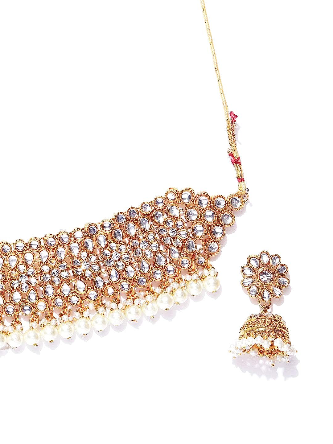 YouBella Latest Traditional Stylish Jewellery Gold Plated Jewellery Set for Women (White) (YBNK_5603)