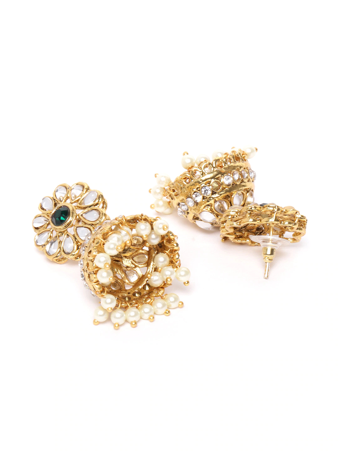YouBella Green Gold-Plated Stone-Studded Beaded Jewellery Set