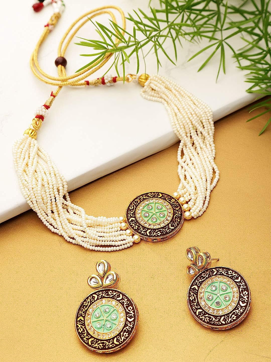 YouBella Jewellery Sets for Women Gold Plated Kundan Wedding Bridal Necklace Jewellery Set with Earrings for Girls/Women