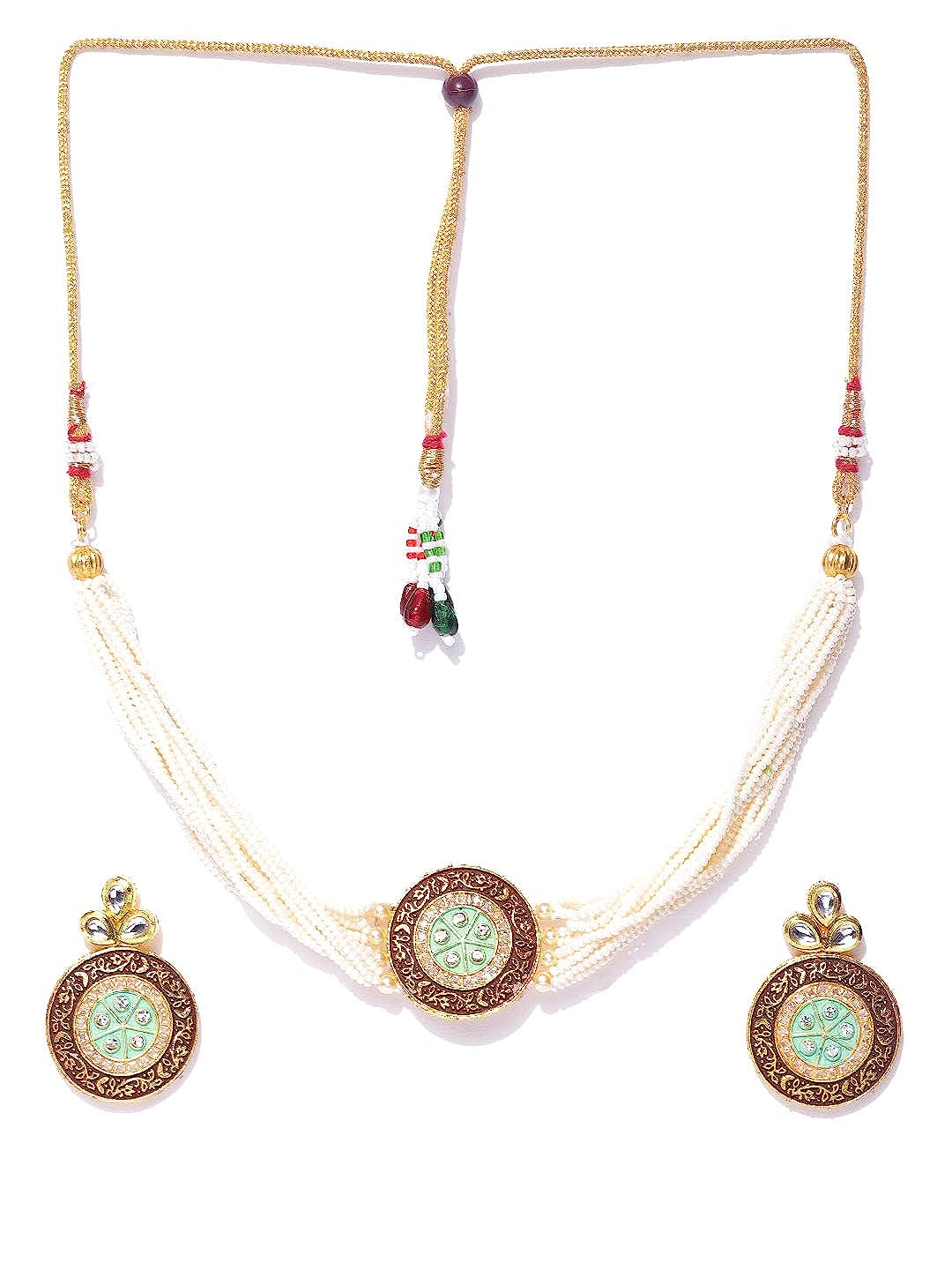 YouBella Jewellery Sets for Women Gold Plated Kundan Wedding Bridal Necklace Jewellery Set with Earrings for Girls/Women