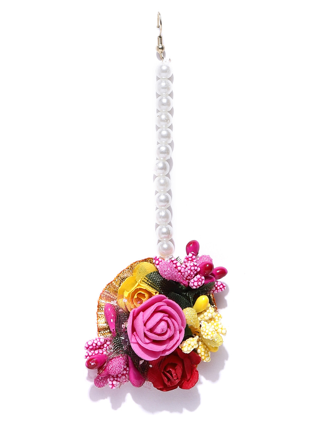 YouBella Women Yellow  Pink Beaded Floral Jewellery Set