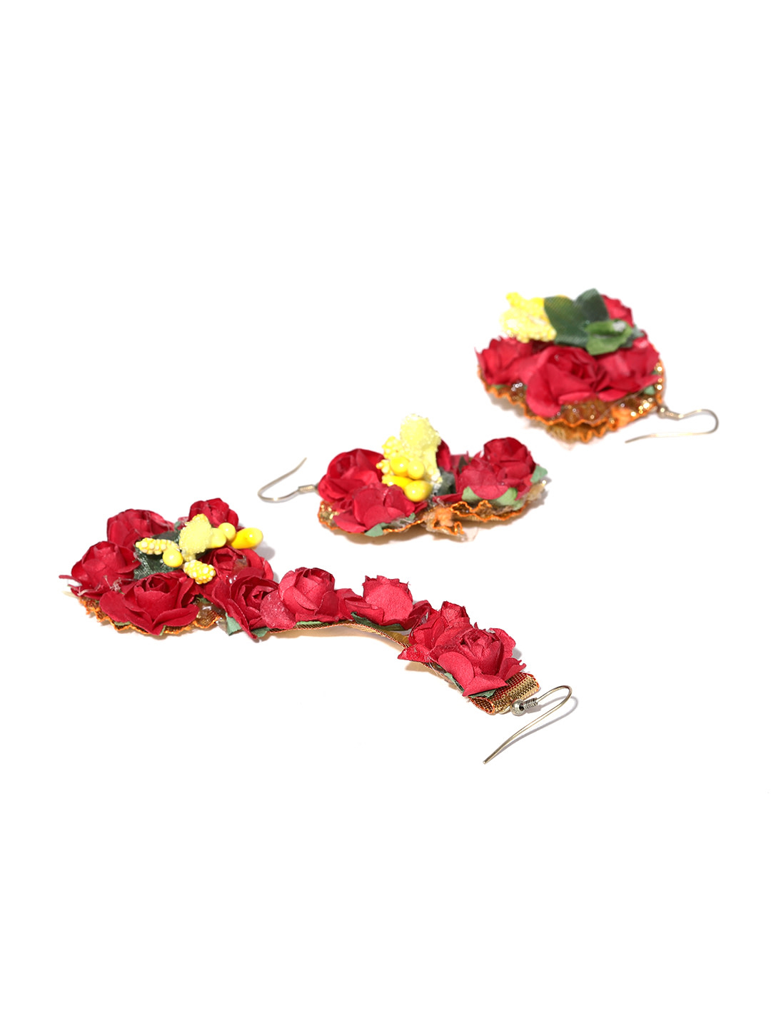 YouBella Women Yellow  Off-White Beaded Floral Jewellery Set
