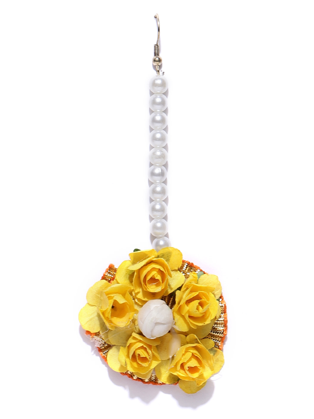 YouBella Women Yellow  Off-White Beaded Floral Jewellery Set