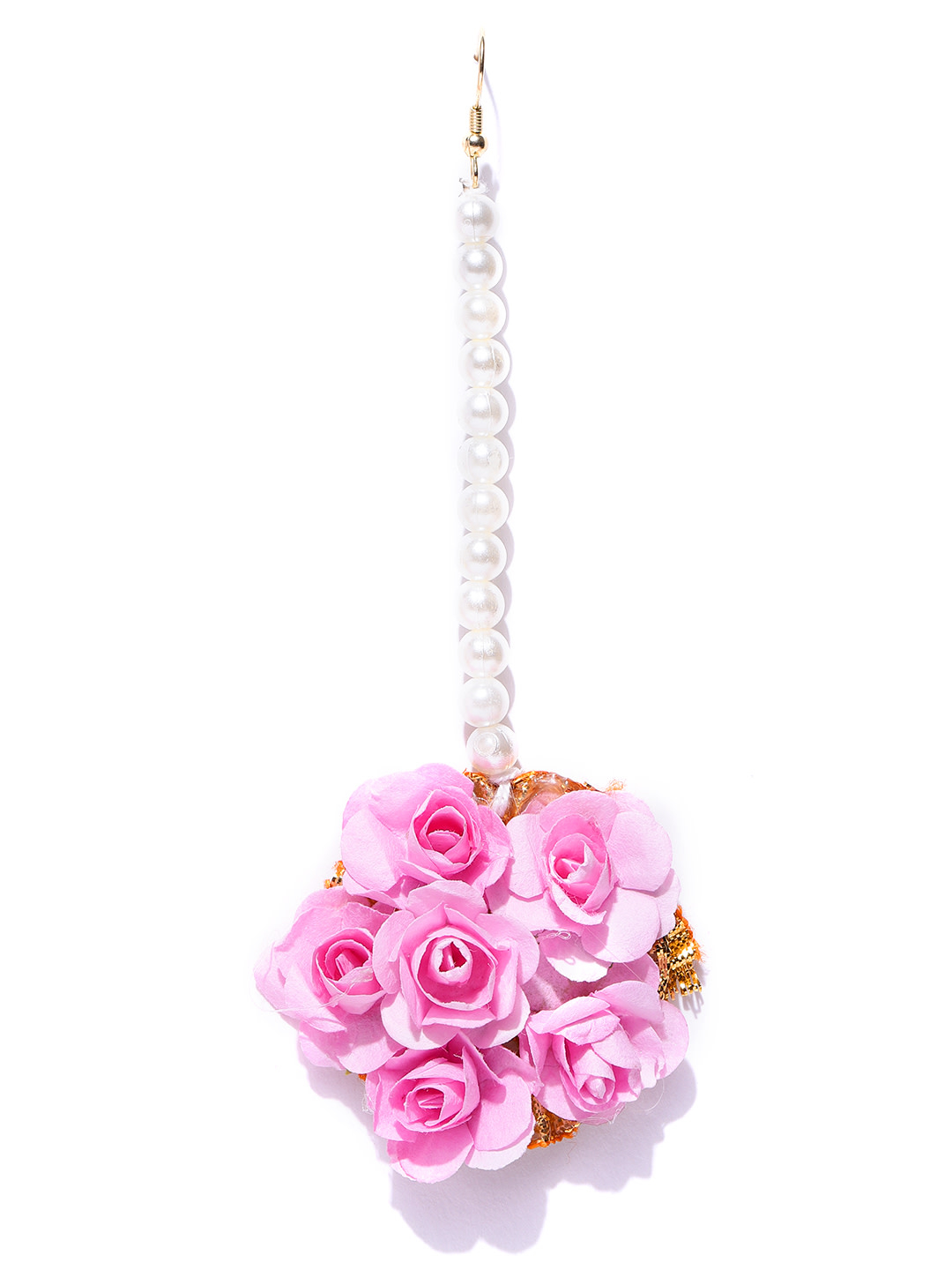 YouBella Women Pink  Off-White Beaded Floral Jewellery Set