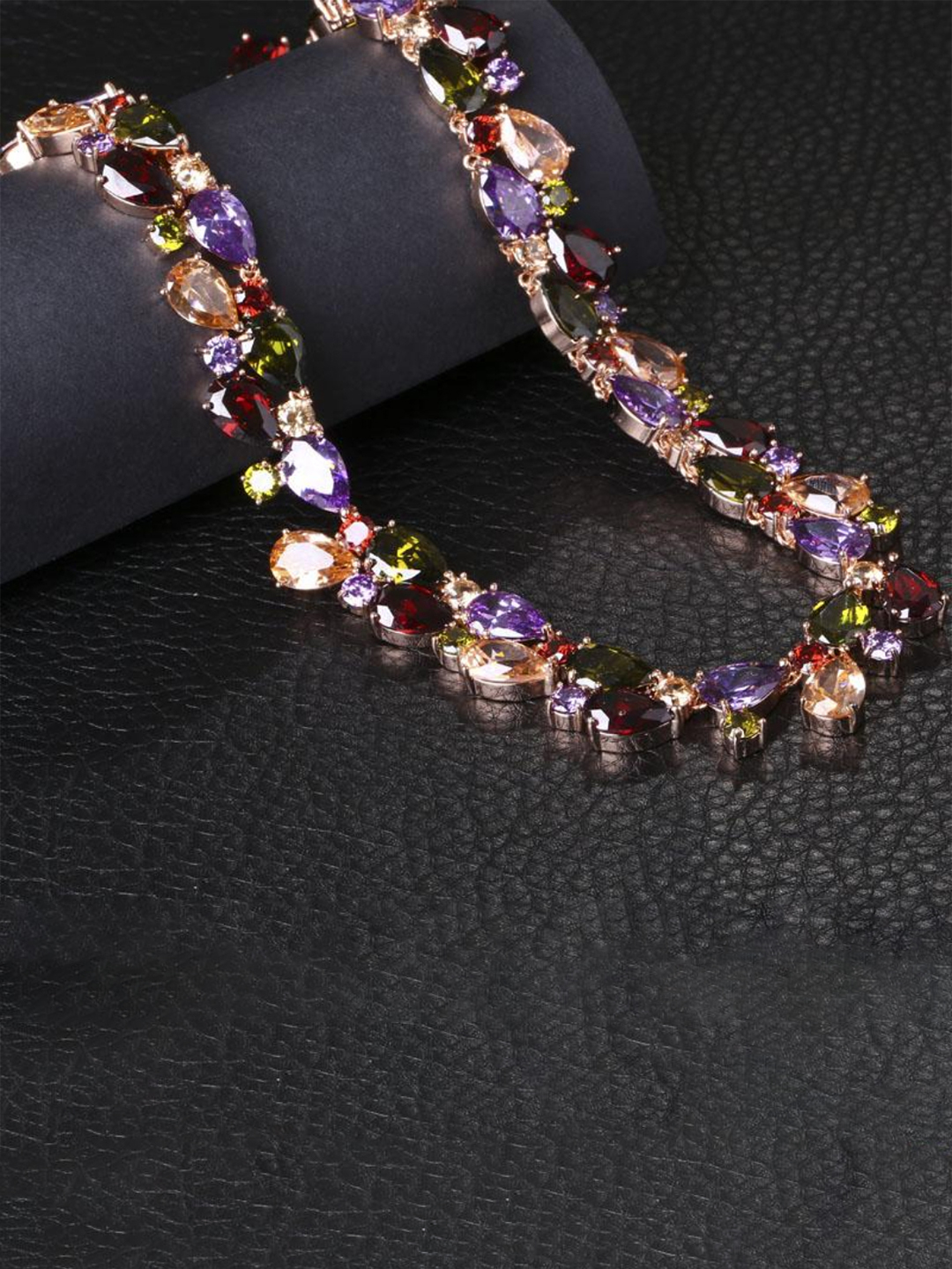 YouBella Multicolour Rose gold Fabric Stylish AAA Swiss Zircon Necklace Jewellery for Women and Girls