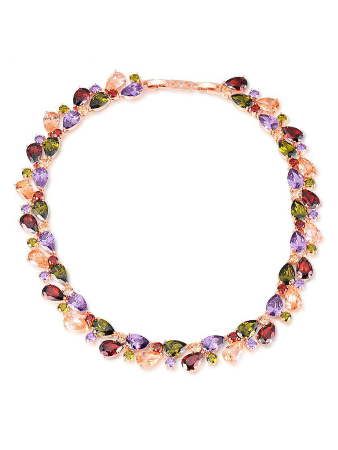 YouBella Multicolour Rose gold Fabric Stylish AAA Swiss Zircon Necklace Jewellery for Women and Girls