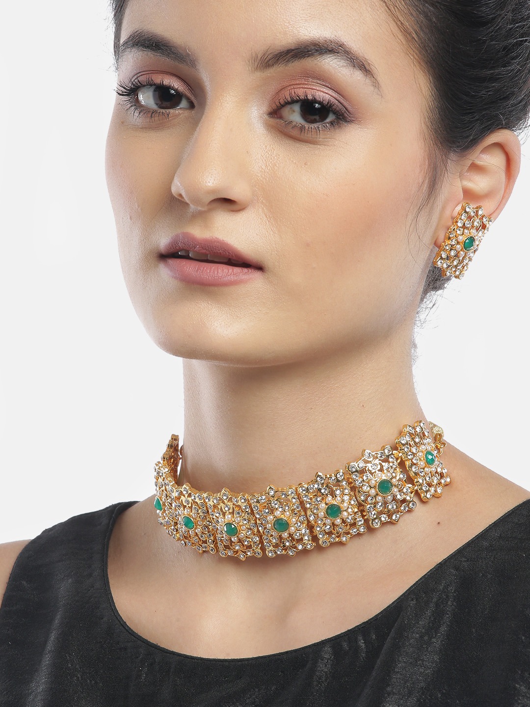 YouBella Jewellery Set for Women Mughal Era Traditional Necklace Jewellery Set with Earrings for Girls/Women (Green)