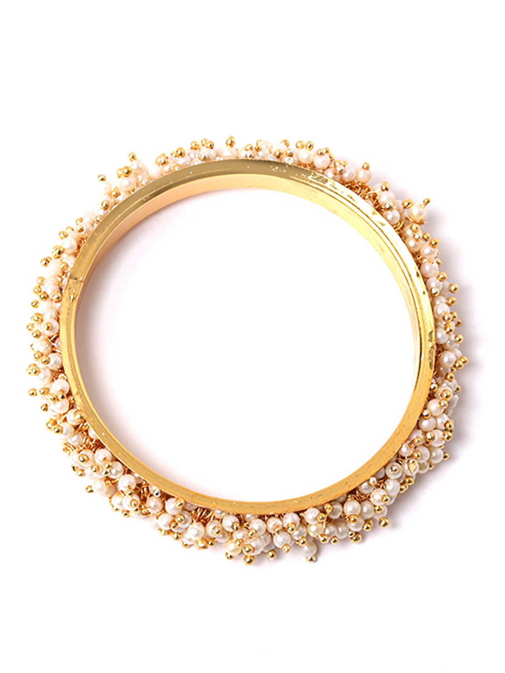 YouBella Off-White Gold-Plated Beaded Jewellery Set with Bangles