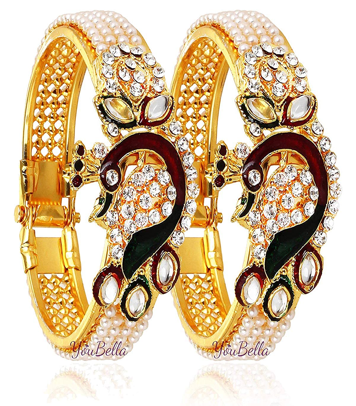 YouBella Jewellery Sets for Women Gold Plated Necklace Jewellery Set with Earrings and Bangles Combo for Girls/Women