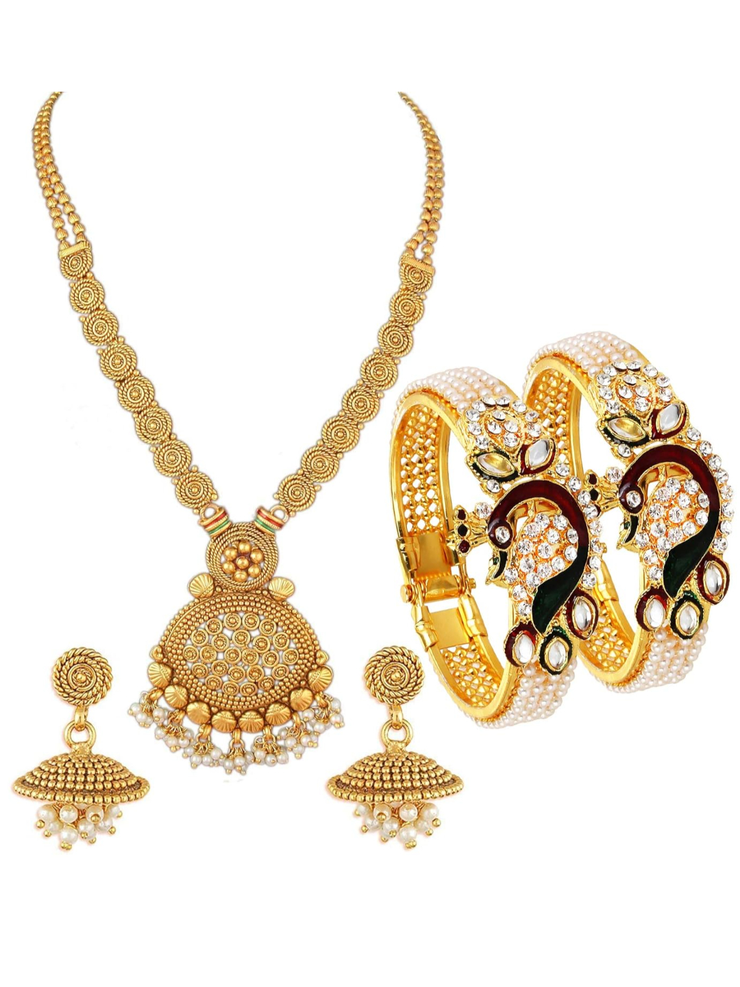 YouBella Women Stylish Latest Design Traditional Jewellery Combo Gold Plated Jewellery Set for Women (Multi-colour) (YBNK_5633)