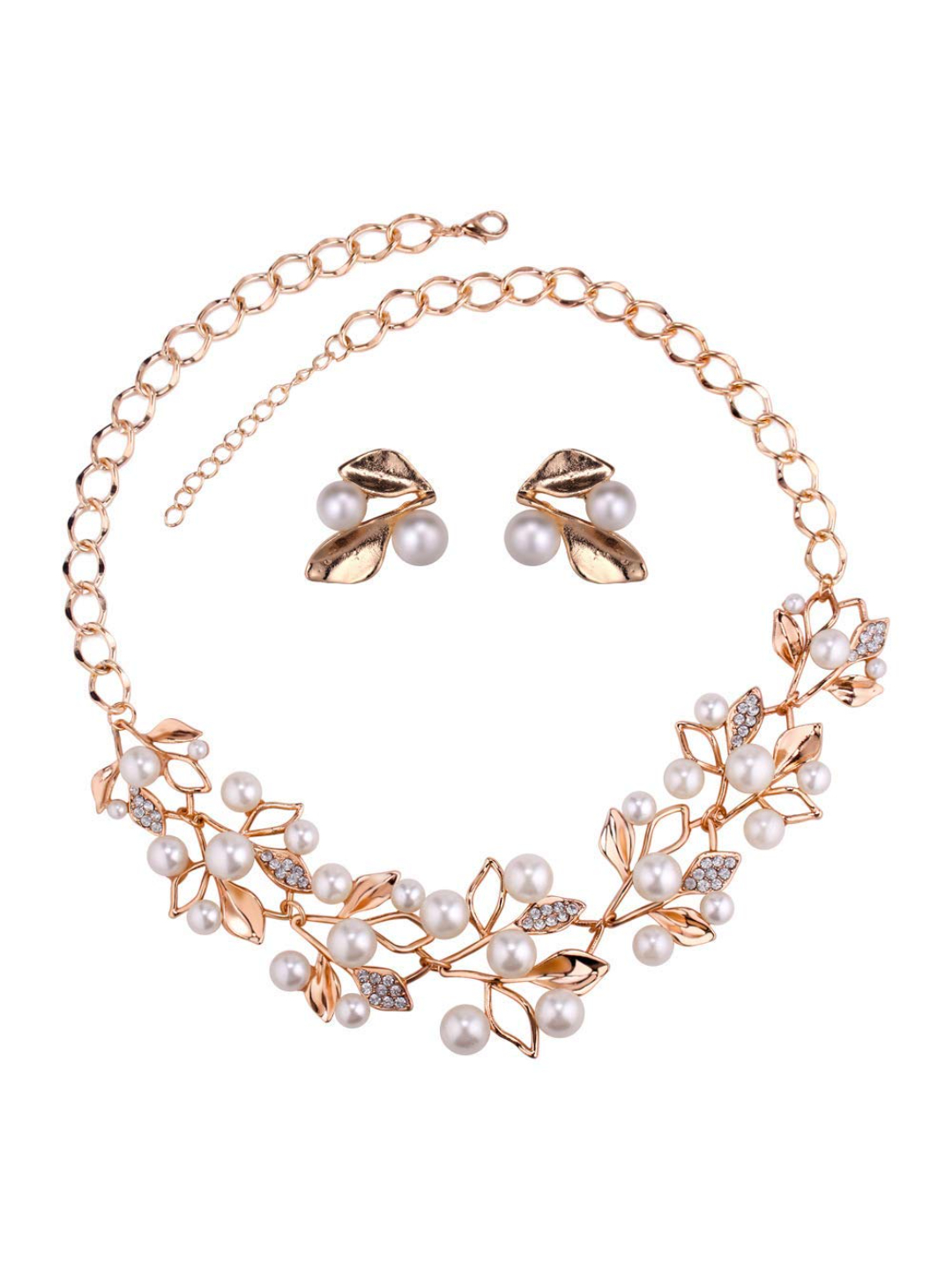 YouBella Stylish Latest Design Necklace Set Jewellery Set for Women (Golden) (YBNK_5647)
