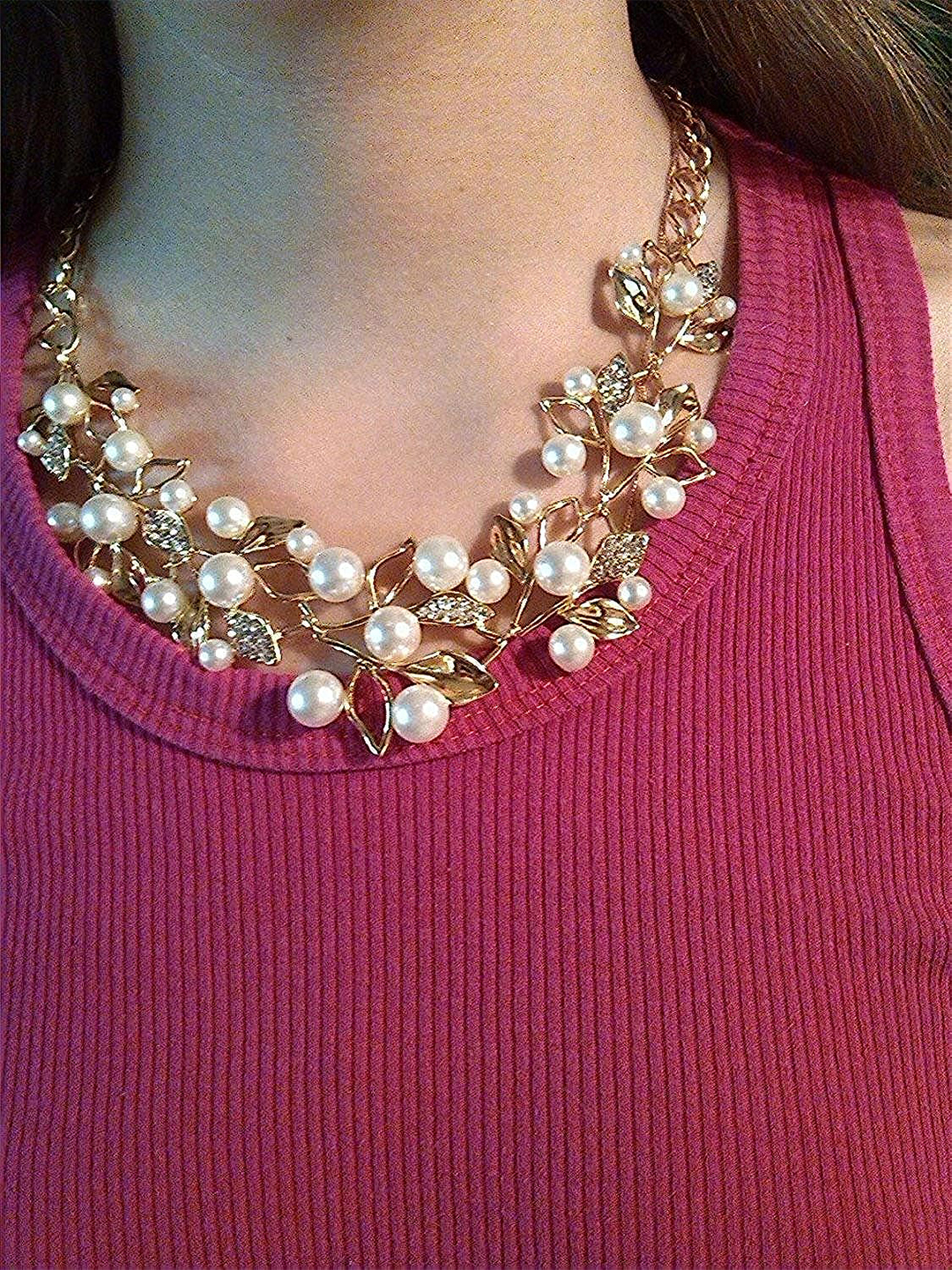 YouBella Stylish Latest Design Necklace Set Jewellery Set for Women (Golden) (YBNK_5647)