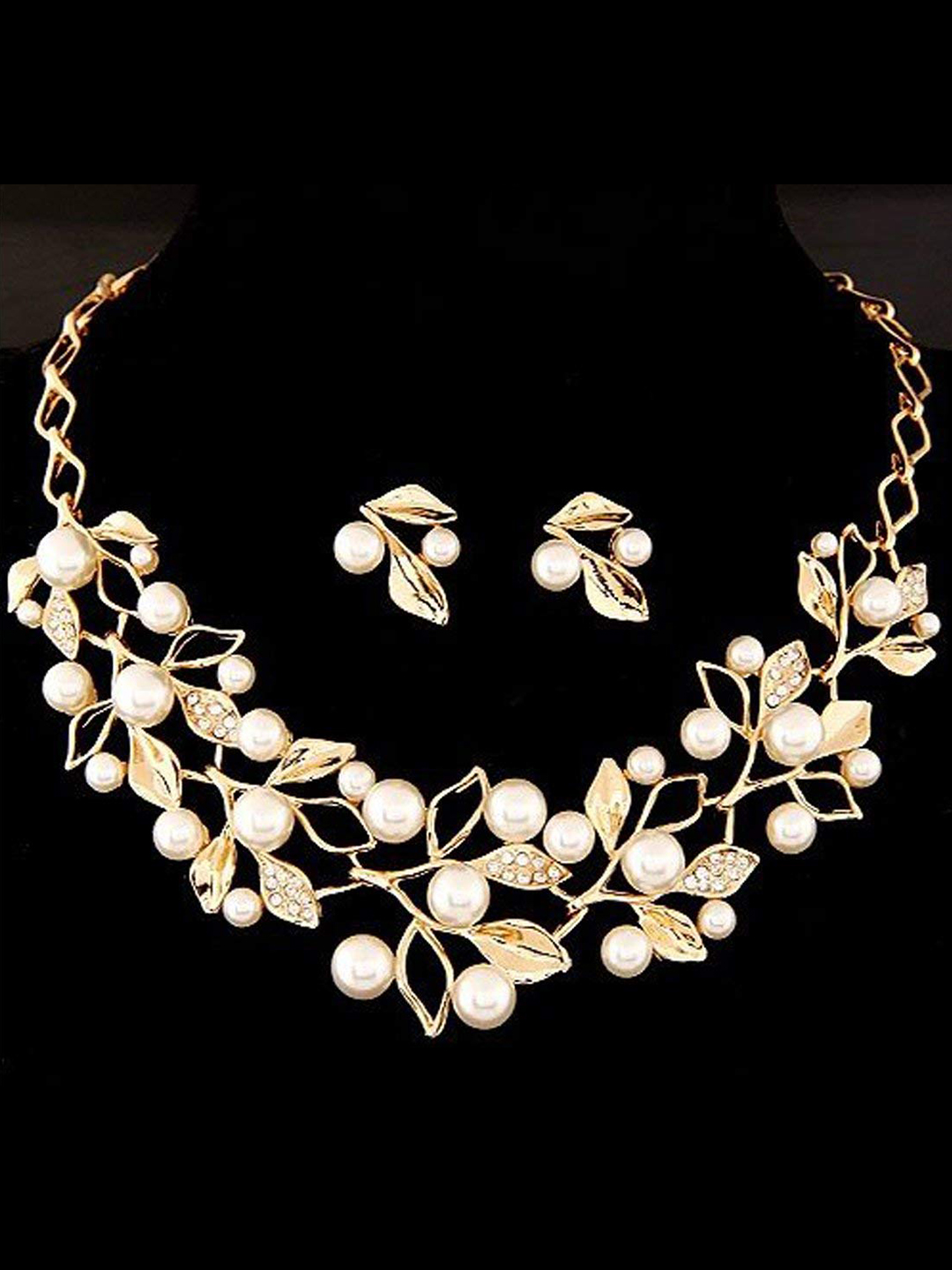 YouBella Stylish Latest Design Necklace Set Jewellery Set for Women (Golden) (YBNK_5647)