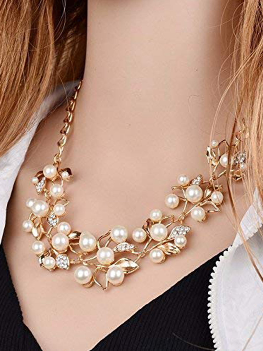 YouBella Stylish Latest Design Necklace Set Jewellery Set for Women (Golden) (YBNK_5647)
