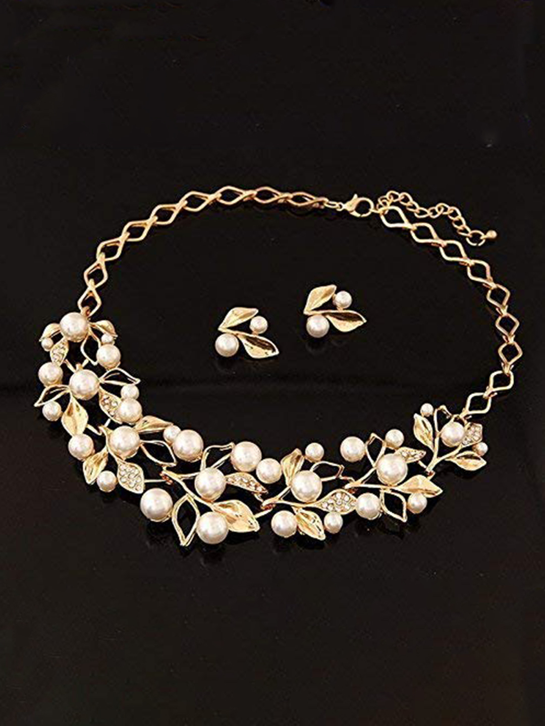 YouBella Stylish Latest Design Necklace Set Jewellery Set for Women (Golden) (YBNK_5647)