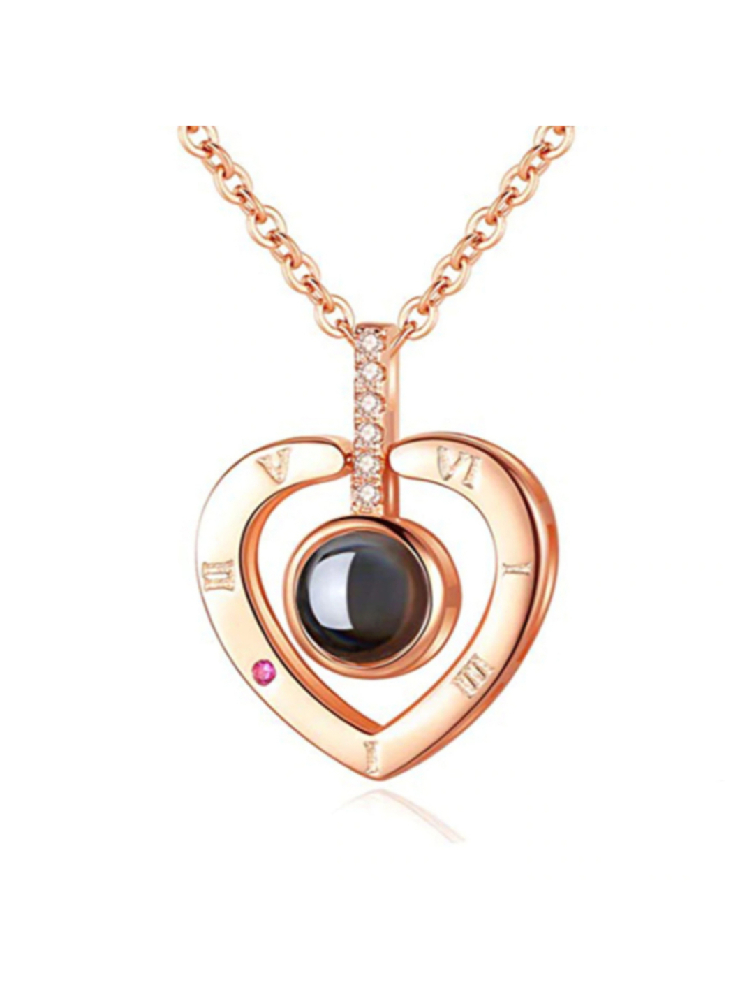 YouBella 18k Rose Gold Plated I Love You in 100 Languages Heart Necklace Jewellery for Women and Girls (Style 1)