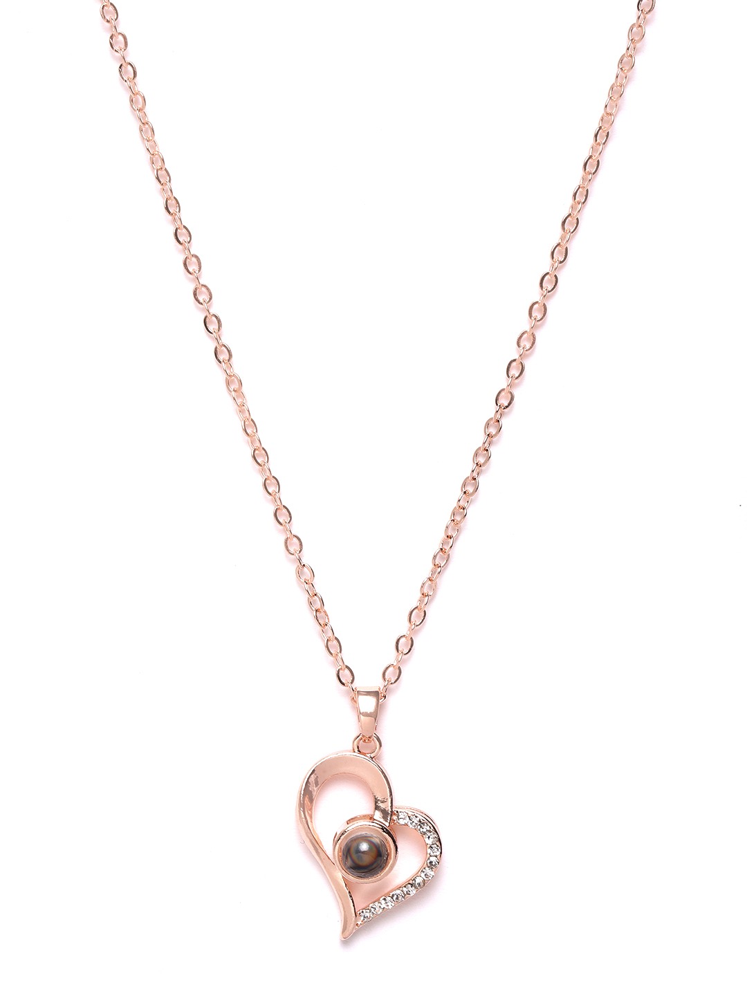 YouBella 18K Rose Gold Plated I Love You in 100 Languages Heart Necklace Jewellery for Women and Girls (Style 2)