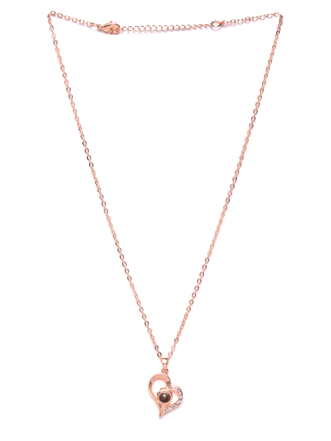 YouBella 18K Rose Gold Plated I Love You in 100 Languages Heart Necklace Jewellery for Women and Girls (Style 2)