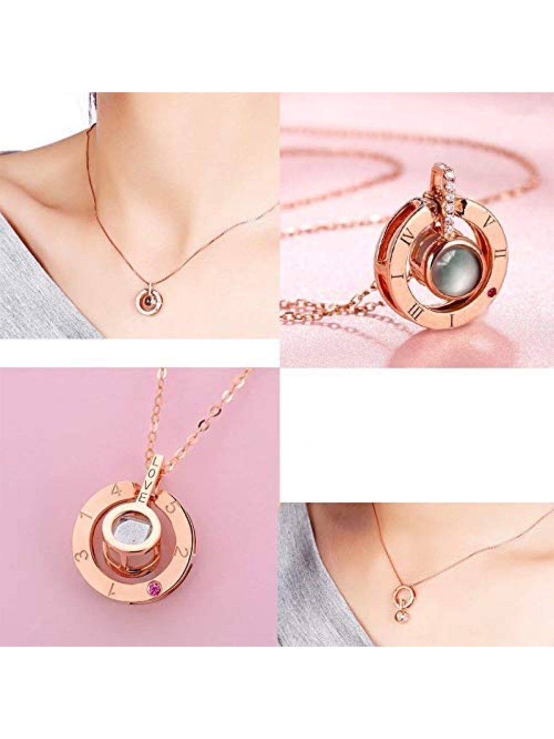 YouBella 18k Rose Gold Plated I Love You in 100 Languages Necklace Jewellery for Women and Girls