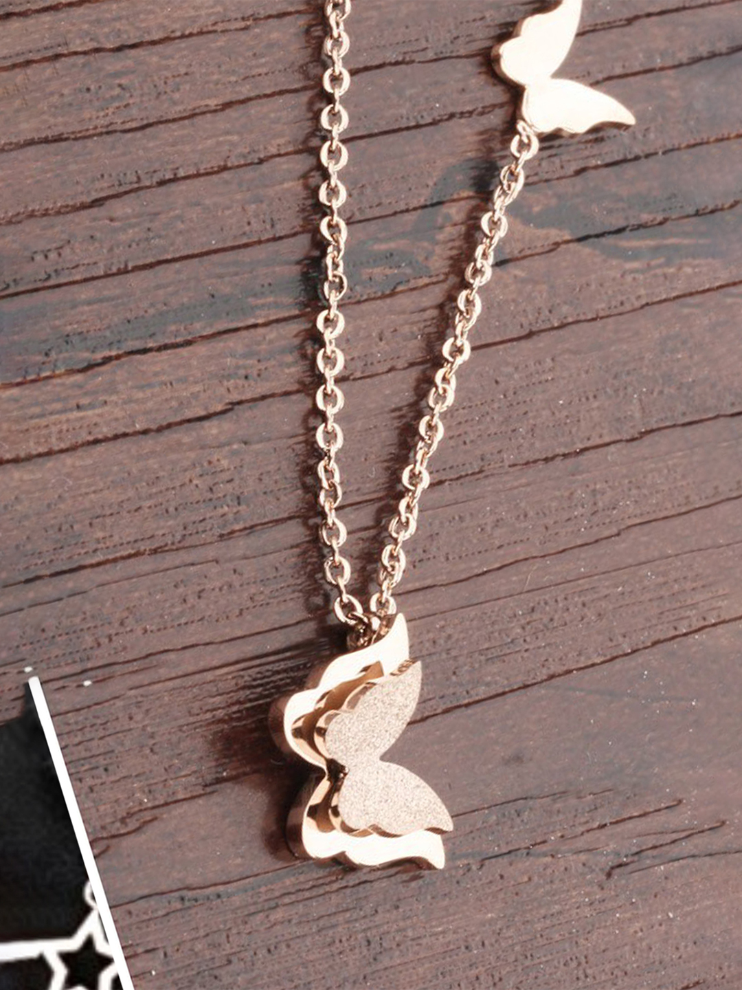 YouBella 18k Rose Gold Plated Butterfly Necklace Pendant for Women and Girls
