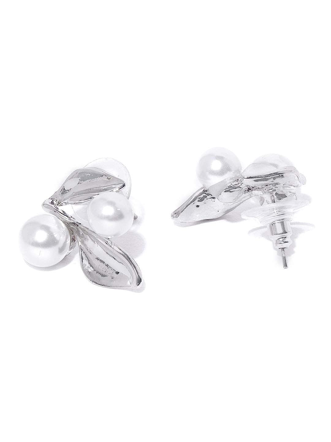 YouBella Jewellery Sets for Women Silver Plated Pearl Studded Necklace Jewellery Set with Earrings for Girls/Women (Silver)
