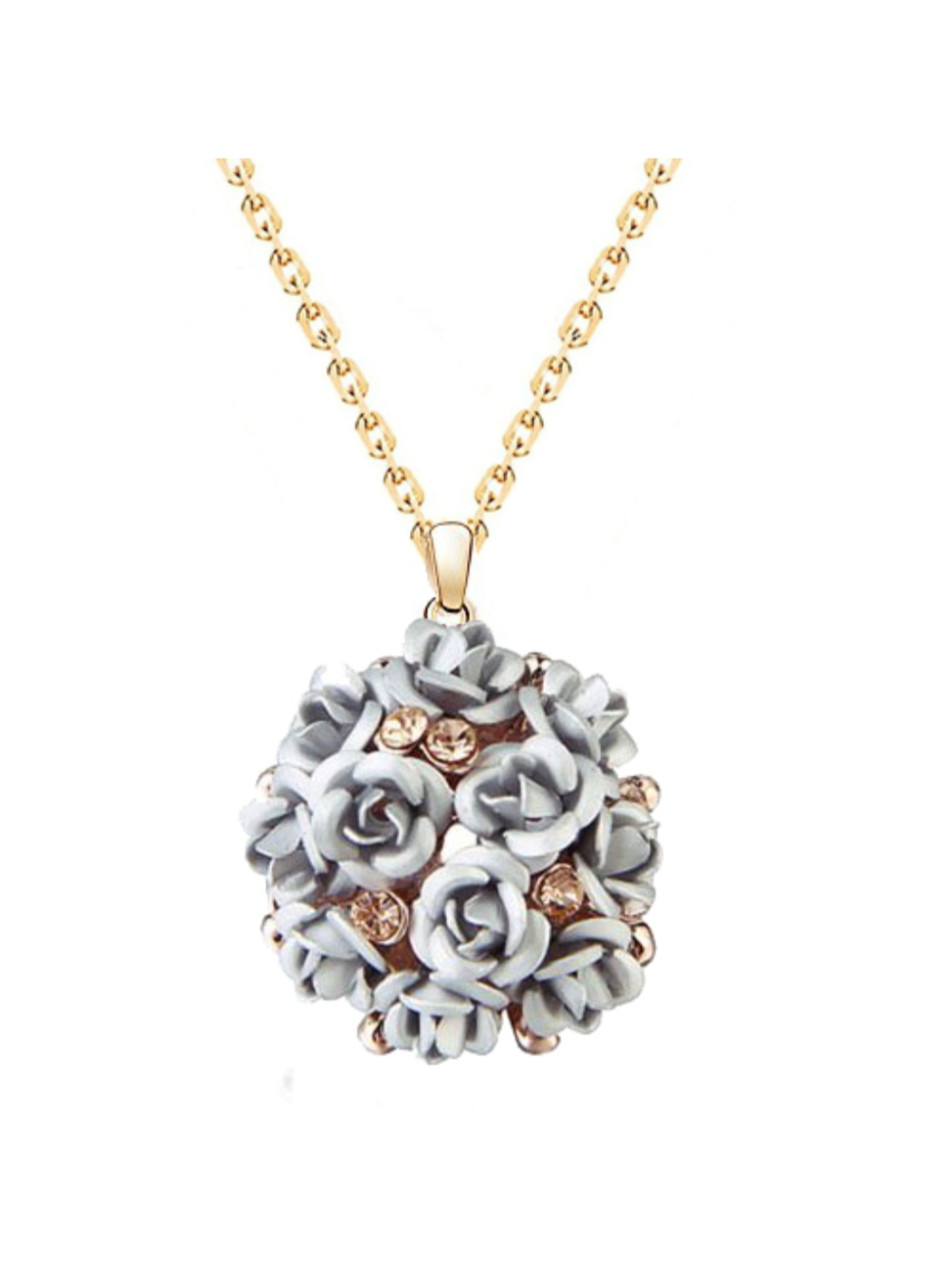 YouBella Jewellery Stylish Gold Plated Floral Necklace Jewellery for Women and Girls (Silver)