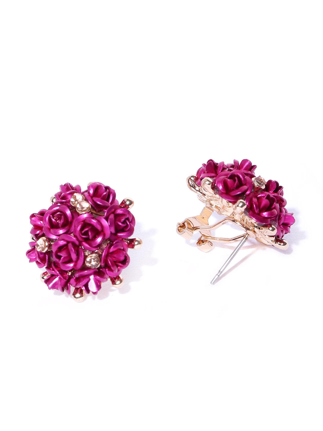 YouBella Pink Gold-Plated Stone-Studded Floral Shaped Jewellery Set