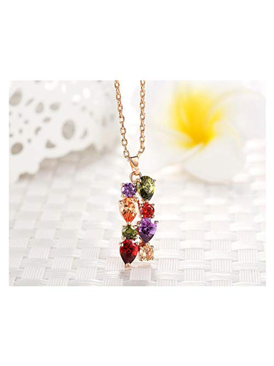 YouBella Jewellery Set Multi-Color AAA Swiss Zircon Rose Gold Crystal Necklace Pendant Ring Bracelet Bangle and Earrings Jewellery Combo for Girls and Women (Pendant, Earrings & Ring)