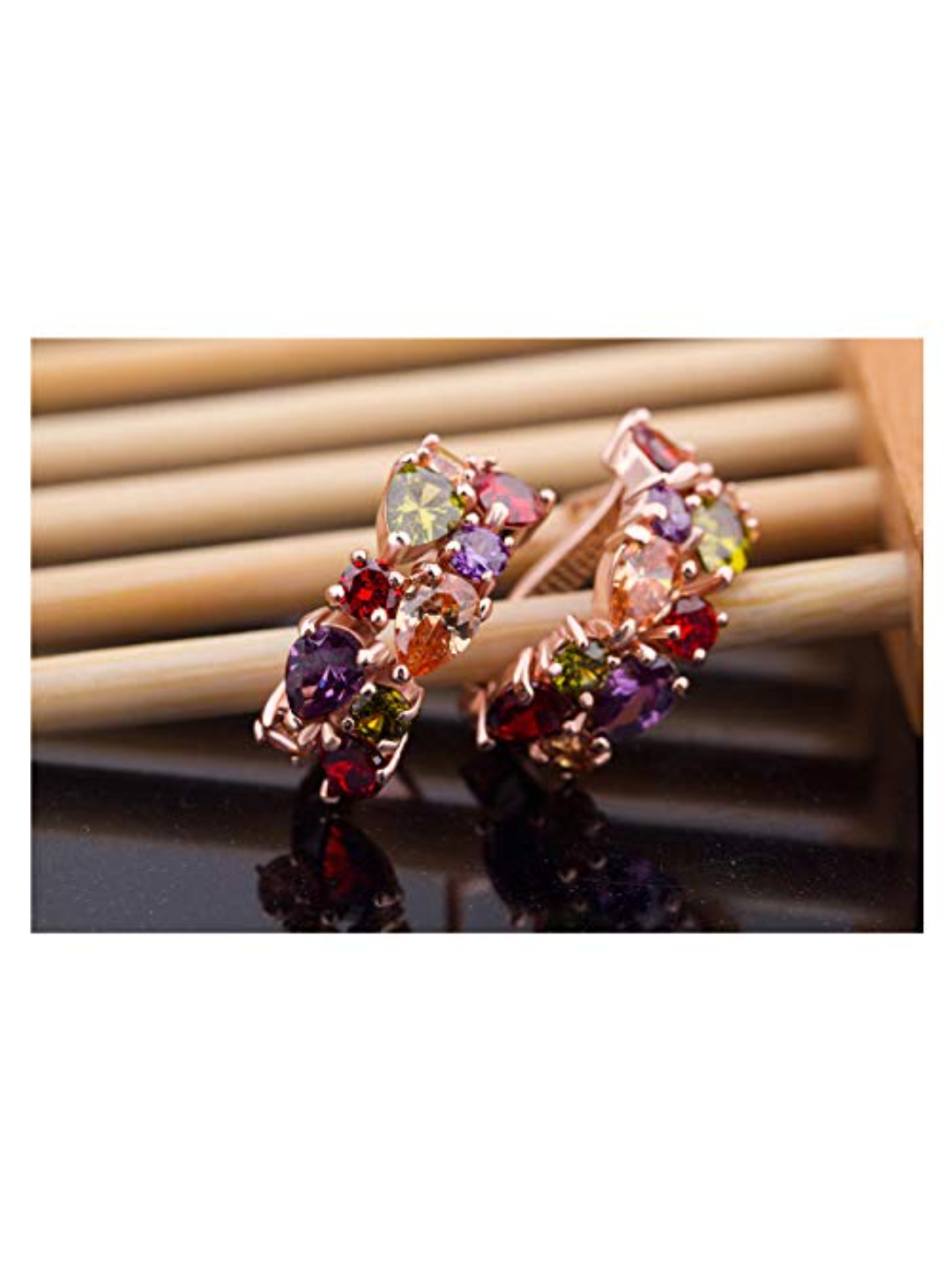 YouBella Jewellery Set Multi-Color AAA Swiss Zircon Rose Gold Crystal Necklace Pendant Ring Bracelet Bangle and Earrings Jewellery Combo for Girls and Women (Pendant, Earrings & Ring)