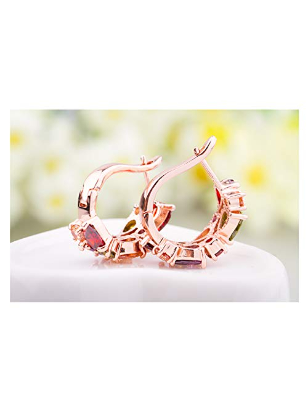 YouBella Jewellery Set Multi-Color AAA Swiss Zircon Rose Gold Crystal Necklace Pendant Ring Bracelet Bangle and Earrings Jewellery Combo for Girls and Women (Pendant, Earrings & Ring)