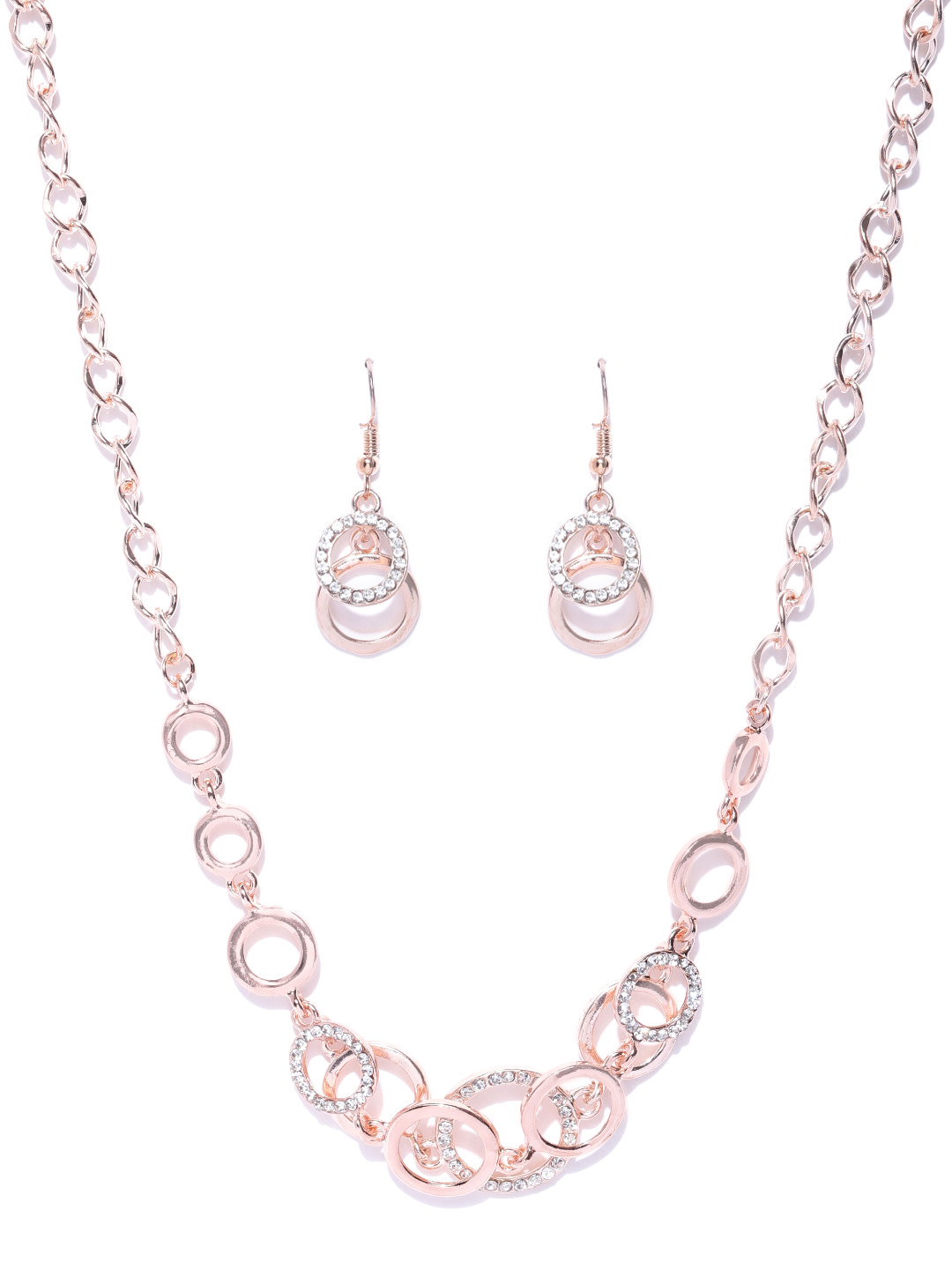 YouBella Rose Gold-Plated Stone-Studded Jewellery Set