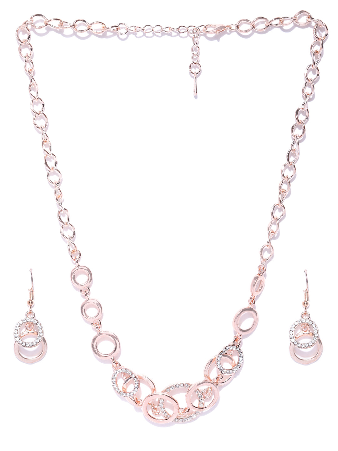 YouBella Rose Gold-Plated Stone-Studded Jewellery Set
