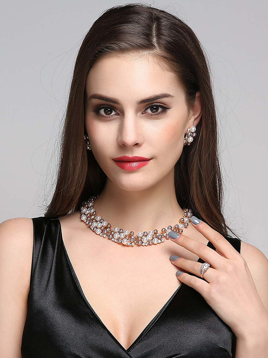 YouBella Jewellery Sets for Women Pearl Studded Necklace Jewellery Set with Earrings for Girls/Women (Gold)