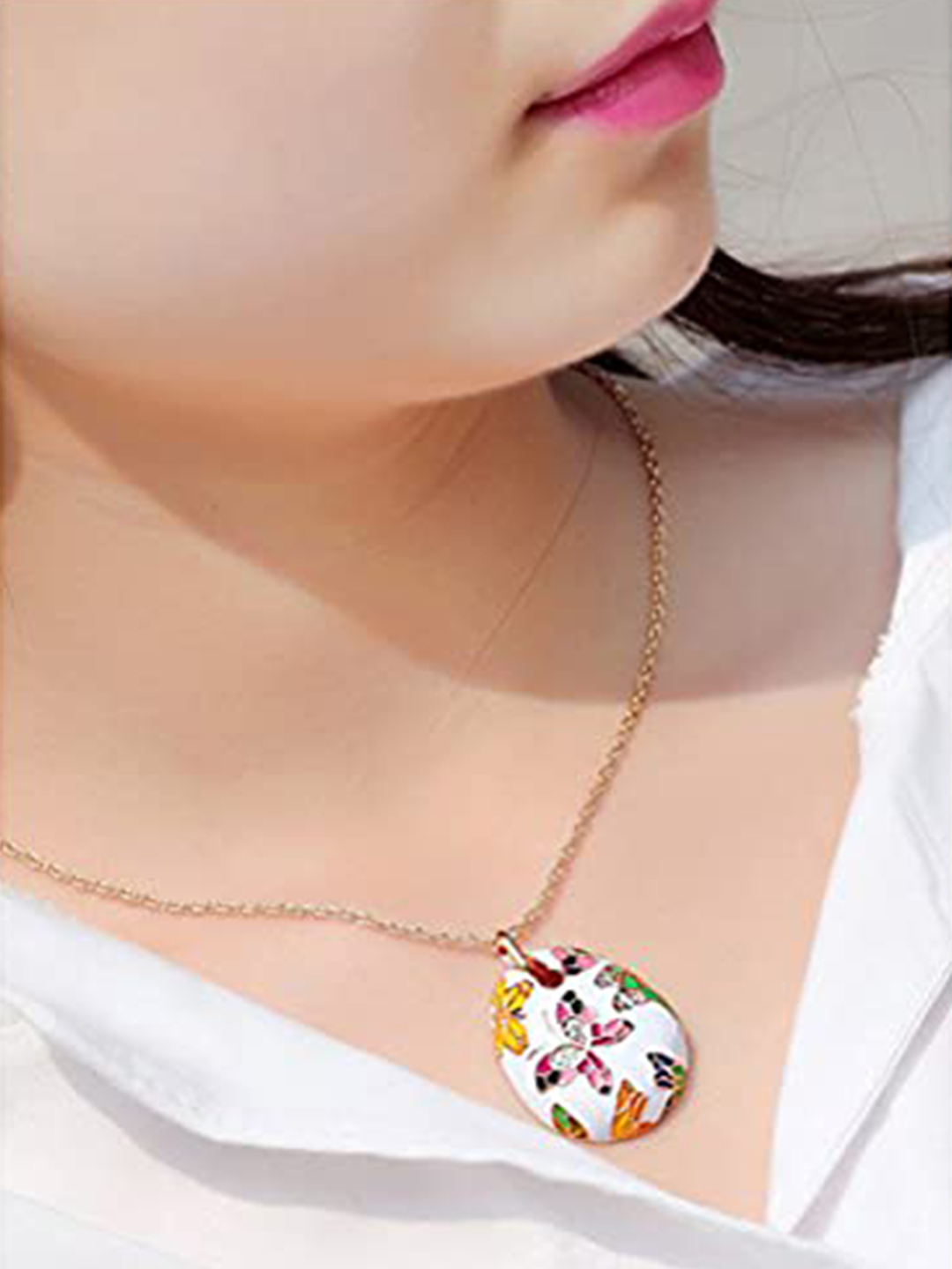 YouBella Jewellery Set AAA Swiss Zircon Enamel Gold Crystal Necklace Pendant Bracelet Bangle and Earrings Jewellery Combo for Girls and Women (Pendant, Earrings, and Bracelet)