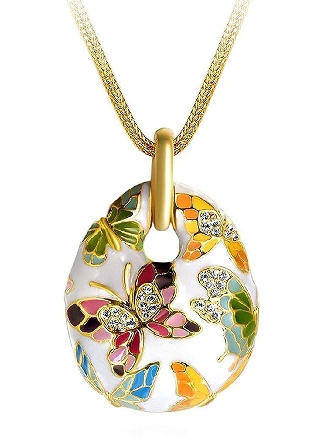 YouBella Jewellery Set AAA Swiss Zircon Enamel Gold Crystal Necklace Pendant Bracelet Bangle and Earrings Jewellery Combo for Girls and Women (Pendant, Earrings, and Bracelet)