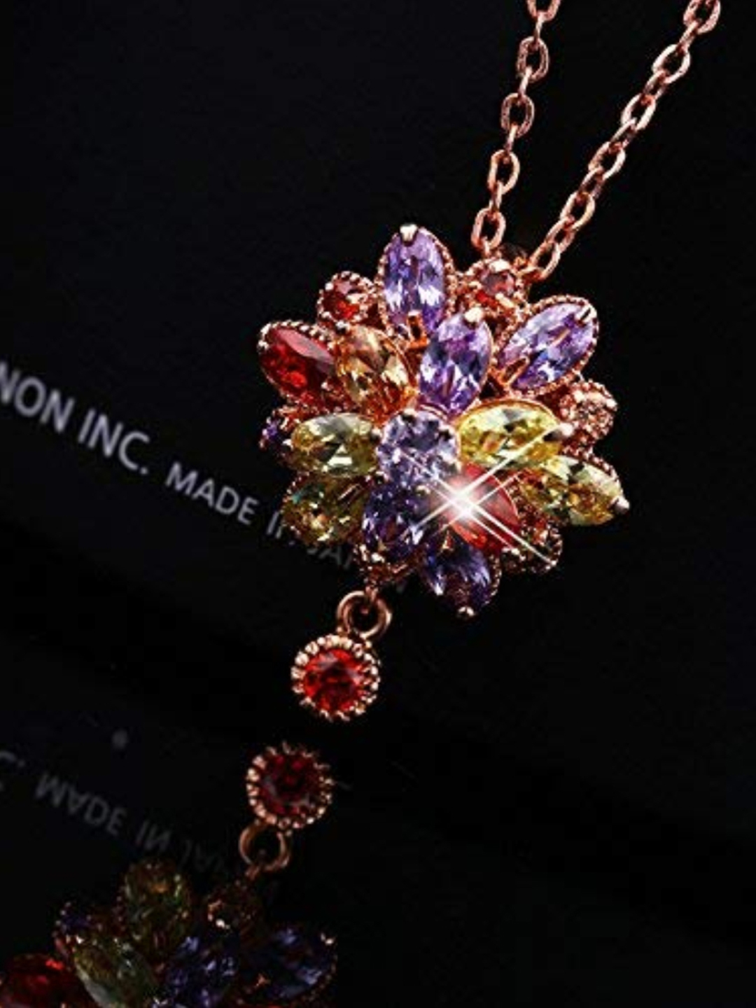 YouBella Stylish Latest Design Aaa Zircon 18 K Gold Plated Double Flower Jewellery Gold Plated Pendant for Women (Multi-colour) (YBNK_5763)