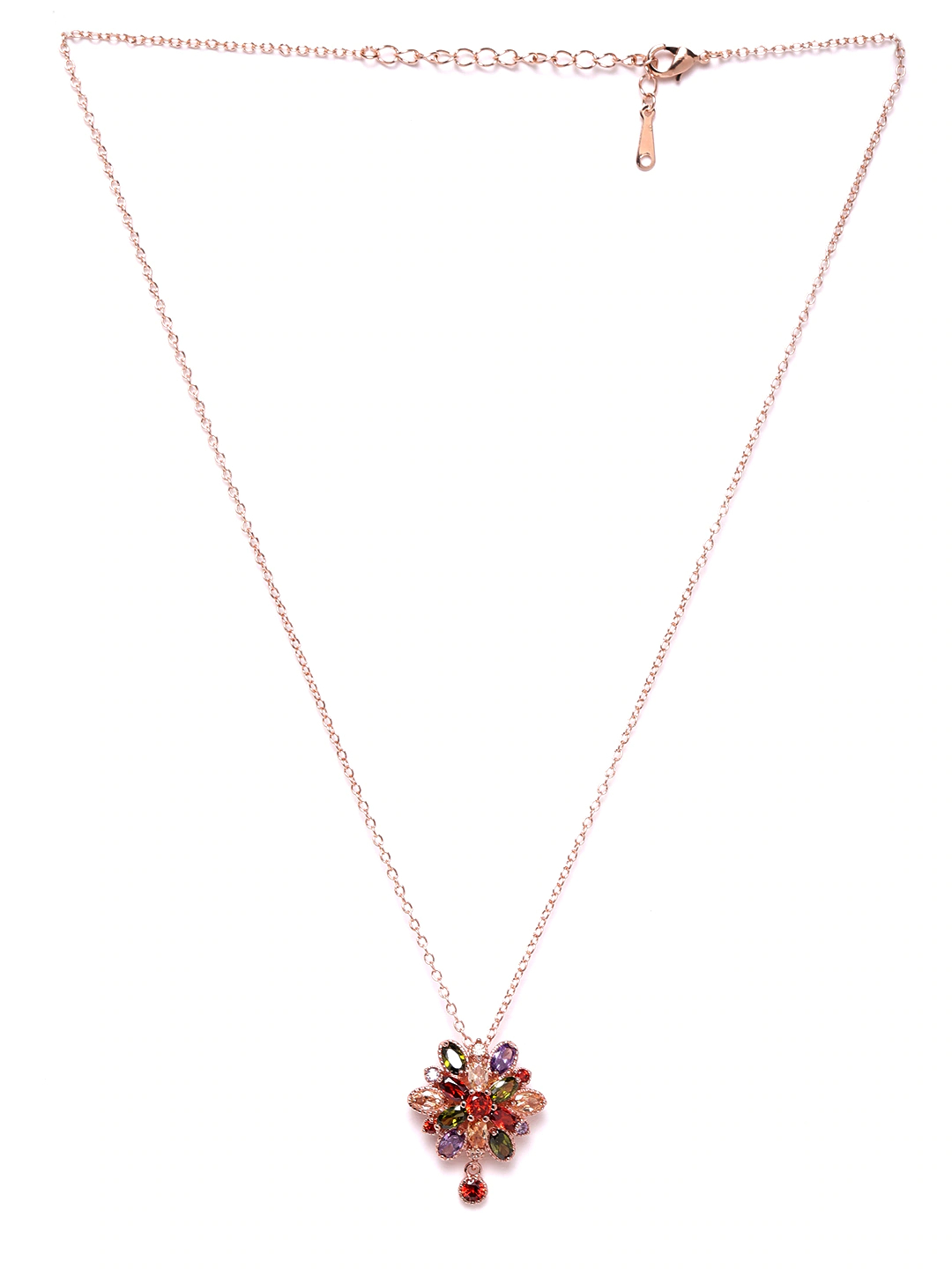 YouBella Stylish Latest Design Aaa Zircon 18 K Gold Plated Double Flower Jewellery Gold Plated Pendant for Women (Multi-colour) (YBNK_5763)