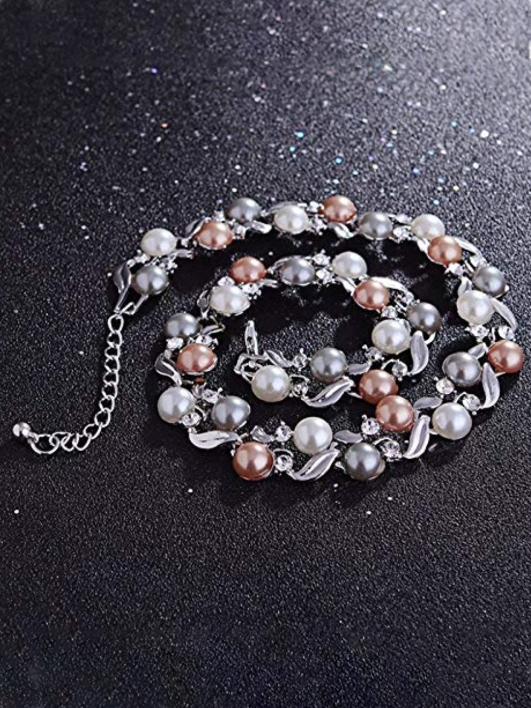 YouBella Stylish Latest Design Necklace Jewellery Set Silver Plated Jewellery Set for Women (Multi-colour) (YBNK_5764)