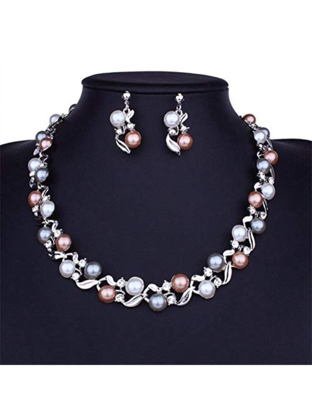 YouBella Stylish Latest Design Necklace Jewellery Set Silver Plated Jewellery Set for Women (Multi-colour) (YBNK_5764)