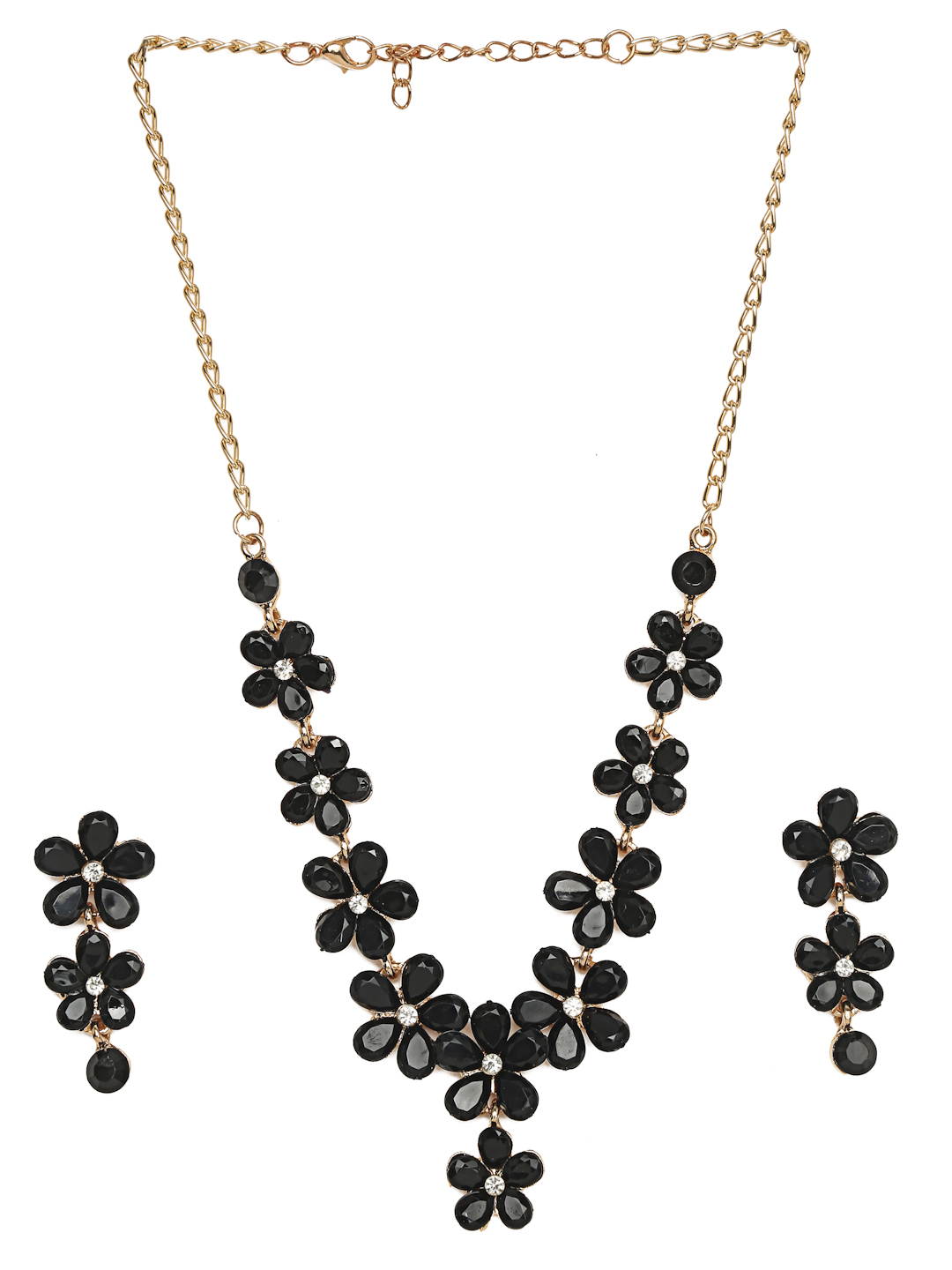 YouBella Jewellery Sets for Women Crystal Necklace Jewellery Set with Earrings for Girls/Women (Black)