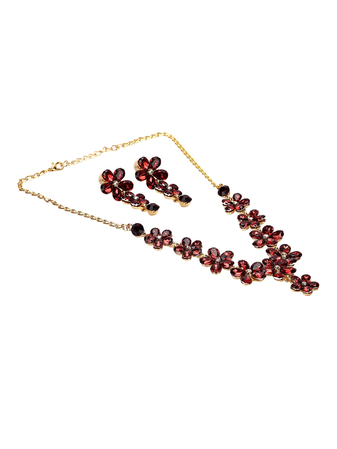 YouBella Jewellery Sets for Women Crystal Necklace Jewellery Set with Earrings for Girls/Women (Red)