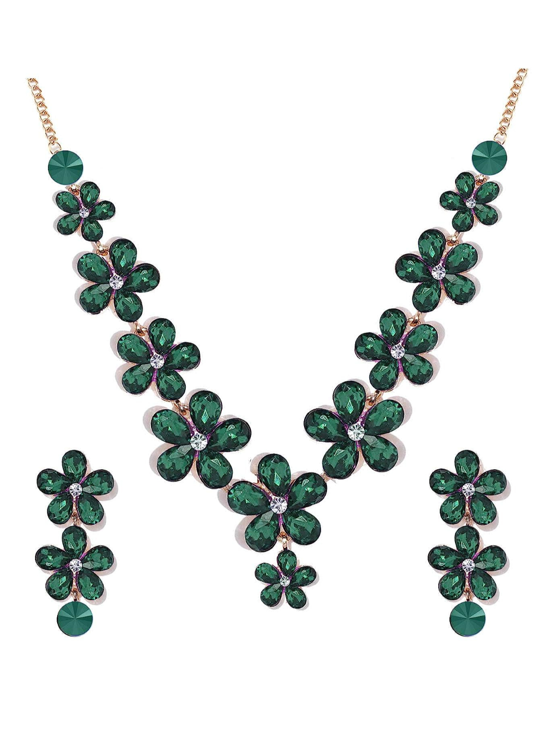 YouBella Jewellery Sets for Women Crystal Necklace Jewellery Set with Earrings for Girls/Women (Green)
