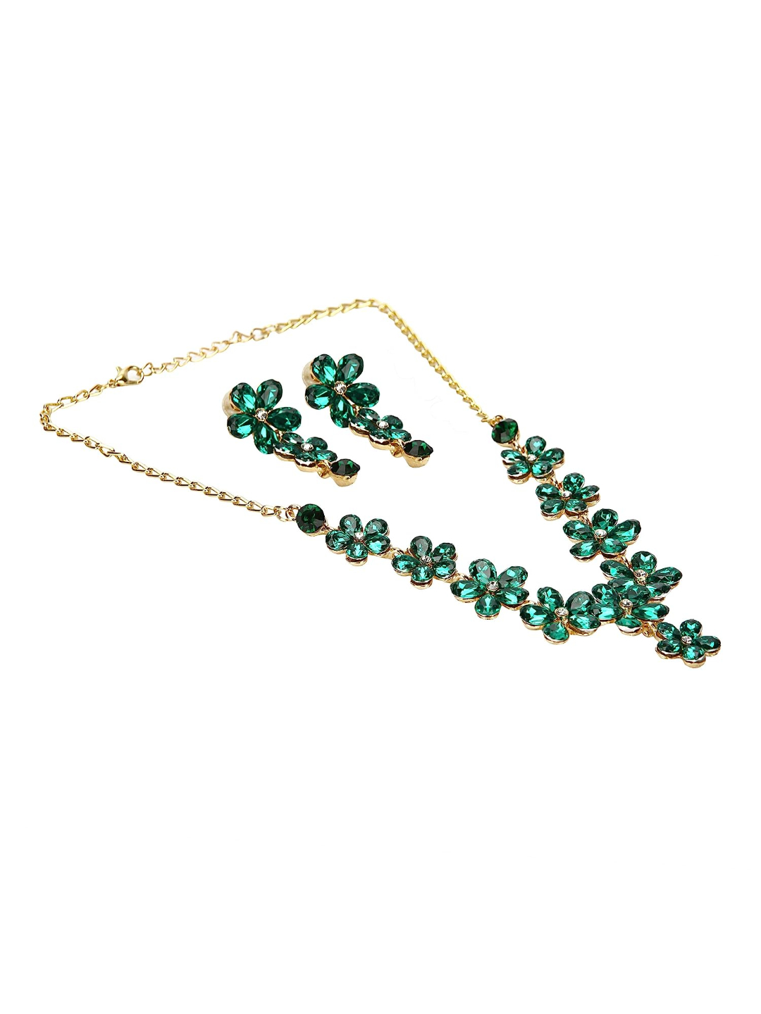 YouBella Jewellery Sets for Women Crystal Necklace Jewellery Set with Earrings for Girls/Women (Green)