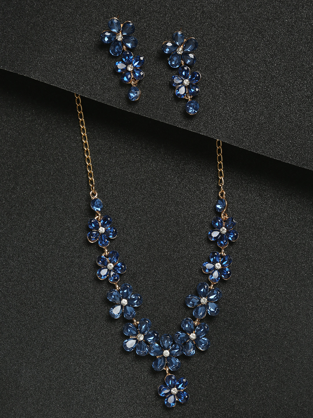 YouBella Jewellery Sets for Women Crystal Necklace Jewellery Set with Earrings for Girls/Women (Blue)